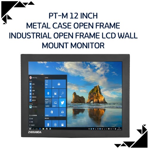PT-M 12 inch metal case open frame industrial open frame LCD wall MOUNT monitor