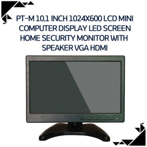 PT-M 10.1 Inch 1024X600 LCD Mini Computer Display LED Screen Home Security Monitor with  Speaker VGA HDMI