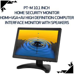 PT-M 10.1 Inch  Home Security Monitor HDMI+VGA+AV High Definition Computer Interface Monitor With Speakers