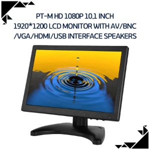 PT-M HD 1080p 10.1 inch 1920*1200 lcd monitor with AV/BNC /VGA/HDMI/USB interface speakers