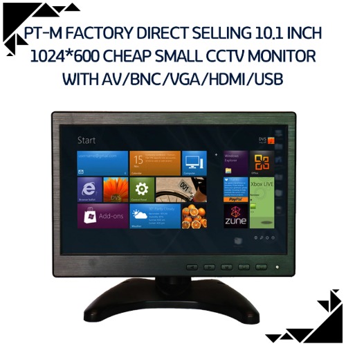 PT-M Factory direct selling 10.1 inch 1024*600 cheap small cctv monitor with AV/BNC/VGA/HDMI/USB