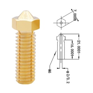 3D Printer All Metal Brass 3D Lengthen Extruder Nozzle 0.2/0.3/0.4/0.6/0.8/1.0/1.2mm