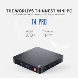 T4 Pro 미니 PC, 인텔 셀러론 N3350, 듀얼 HDMI 지원, 듀얼 와이파이, BT4.0, PK, AK3V, 4GB, DDR4, 64GB